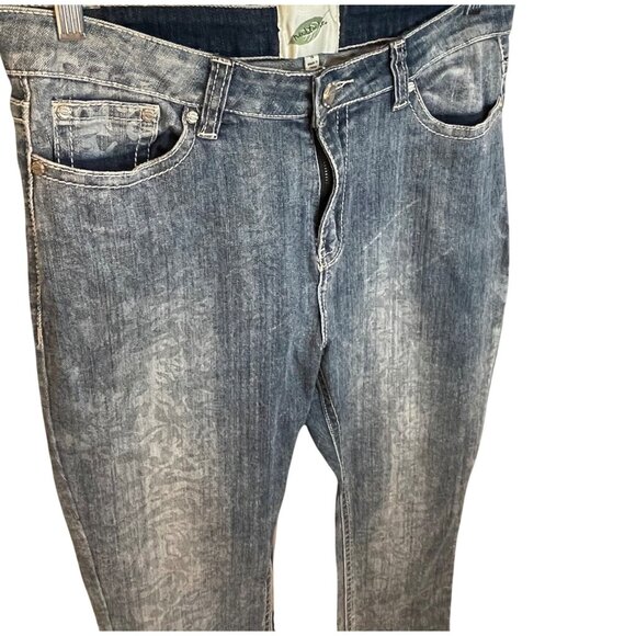 Nurture Womens Distressed Denim Jeans Subtle Leaf Print Raw Hem Size 14 - Picture 3 of 14